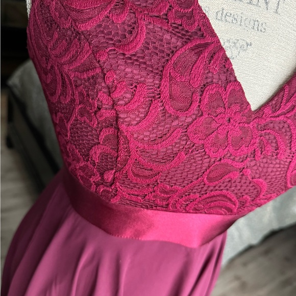 Ever-Pretty V-Neck Irregular Hem Lace A-Line Chiffon Cocktail Dress Mulberry - S - Picture 6 of 13